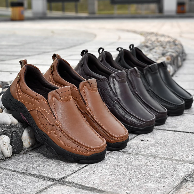 

Fashion Men Causal Shoes Genuine Leather Loafers Men Shoes slip on Outdoor Shoe Male Flats Shoes Zapatos De Hombre big size 48