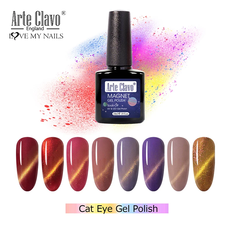 Гель лак для ногтей кошачий глаз Arte Clavo блестящий магнитный гель с 3D эффектом
