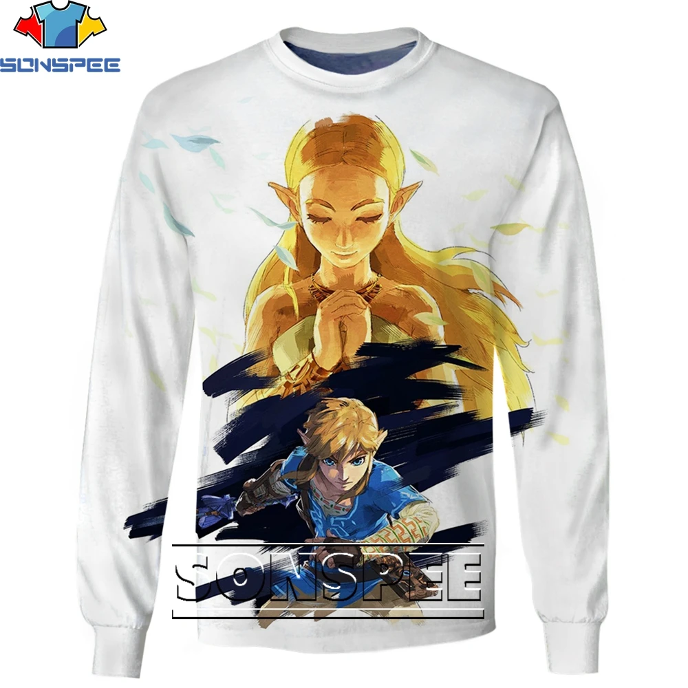 

SONSPEE Adventure Game Zelda Link Sweatshirt 3D Printing Men Women Spring power Autumn Harajuku Man Oversize Sweatshirts Kid Top