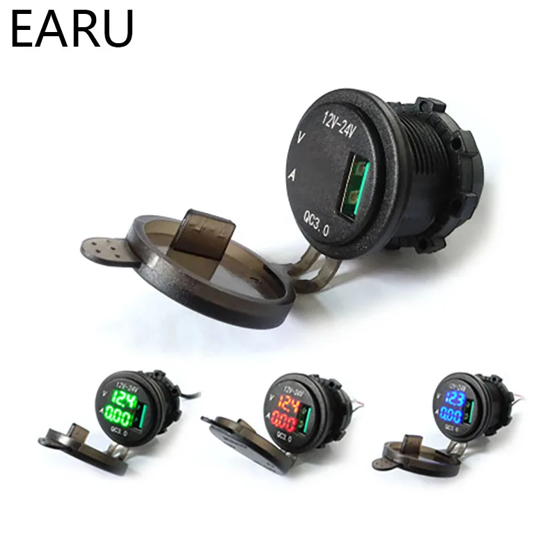 QC3.0 Quick charge Waterproof Voltage Meter Voltmeter current Display Single usb output Car and motorcycle modified car charger |