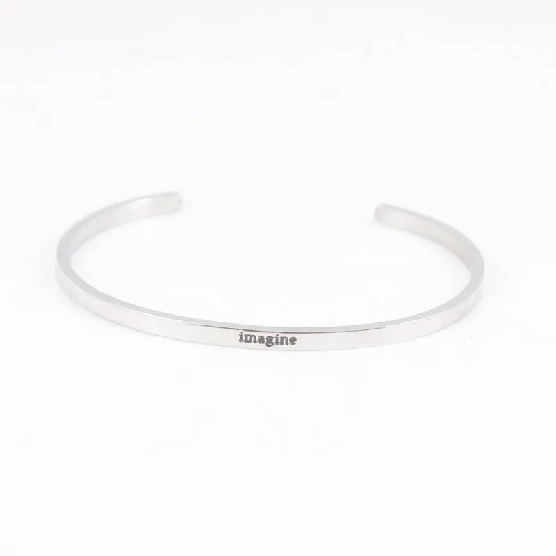 Нержавеющая сталь гравировка слов браслет с мантрой браслеты для Для женщин