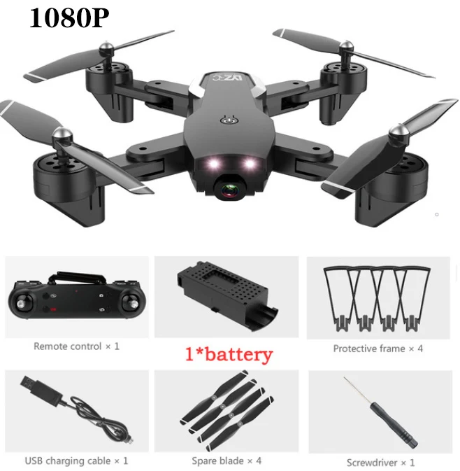 Black 1080P 1B L107 Дрон 4K 2,4G wifi FPV с широкоугольным двойным HD Вертолет камеры игрушка 20 минут долгое время полета складной портативный - Цвет: Black 1080P 1B