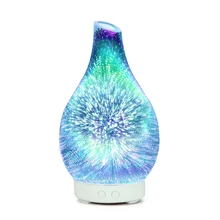 HOT-3D Firework Glass Vase Shape Air Humidifier with LED Night Light Aroma Essential Oil Diffuser Mist Maker Ultrasonic Humidifi