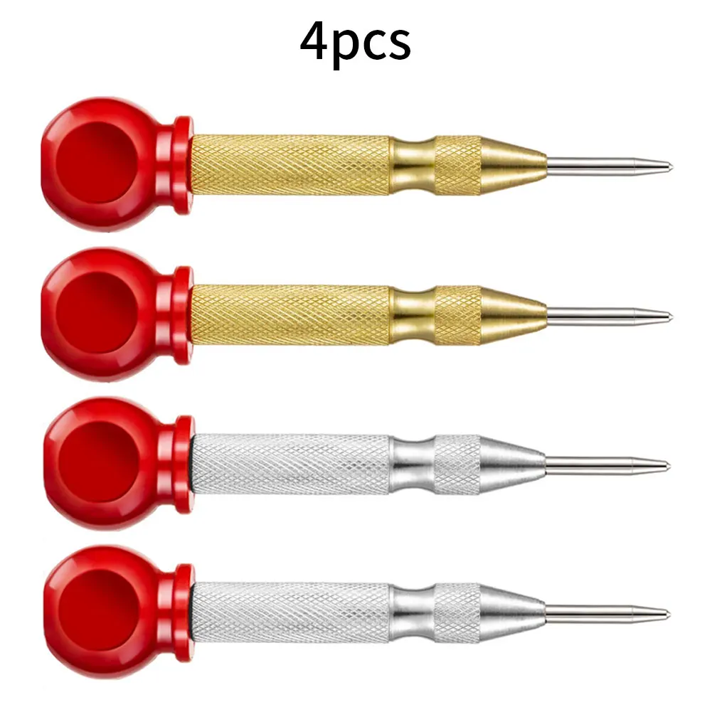 

4PCS Automatic Center Punch Adjustable Spring Loaded Metal Drill Tool With Cushion Cap Spring Loaded Center Hole Punch Tool