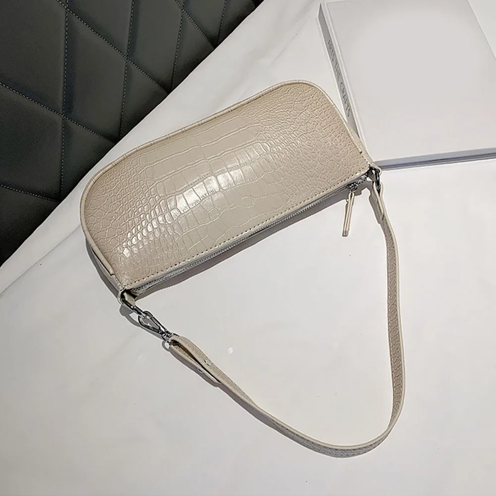 

Women Shoulder Bag PU Leather Crossbody Retro Handheld Cell Phone Alligator Print Evening Clutch Short Strap Shopping Party