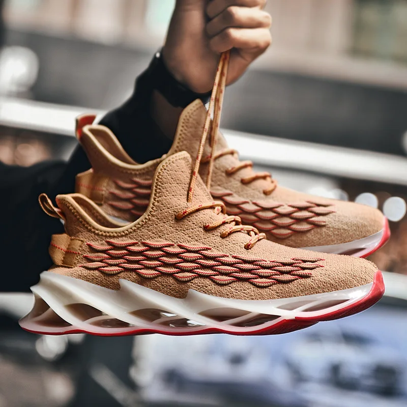 

Новинка 2021, мужская спортивная обувь для бега и ходьбы на открытом воздухе, высококачественные сникерсы на шнуровке, дышащие кроссовки с ле...