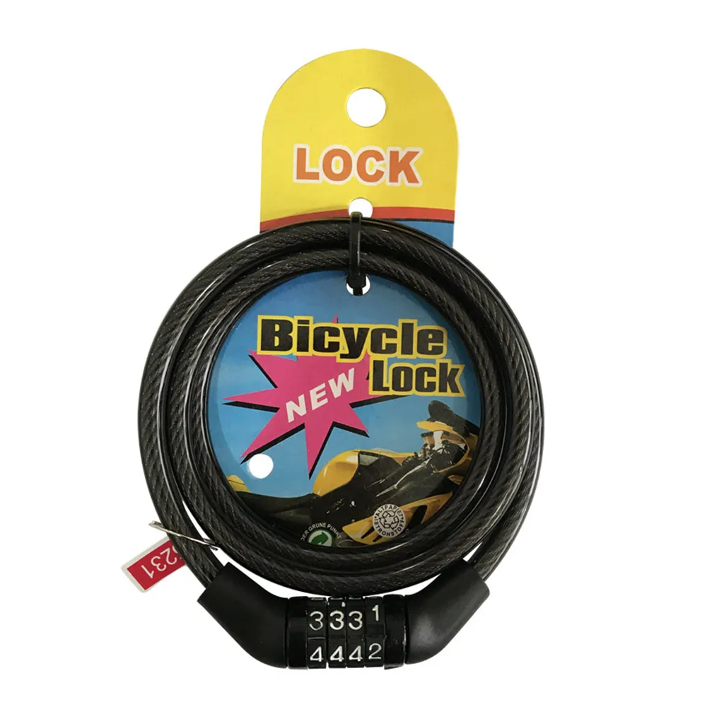 Bike Lock 4 Digit Codes Combination Bicycle Lock Bicycle Security Lock Bicycle Equipment MTB Anti-theft Lock Bike Accessories