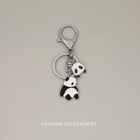 cartoon panda keychain cute animal car keyring charm bag airpods pendant fashion metal key chains trinket couple gift keyfob