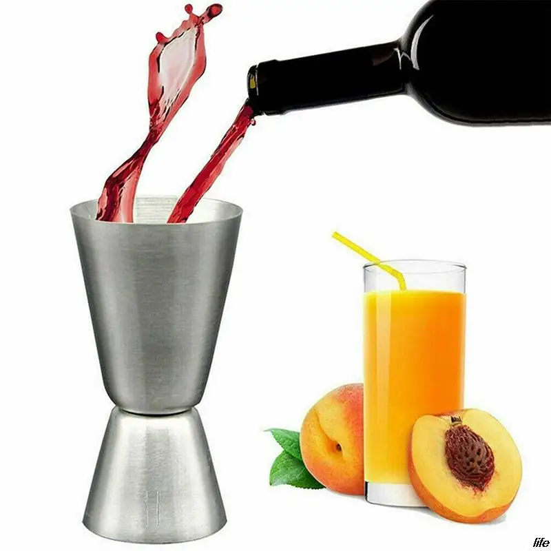 

25-50ML Stainless Steel Cocktail Shaker Measure Cup Dual Shot Drink Spirit Measure Jigger Kitchen Gadgets