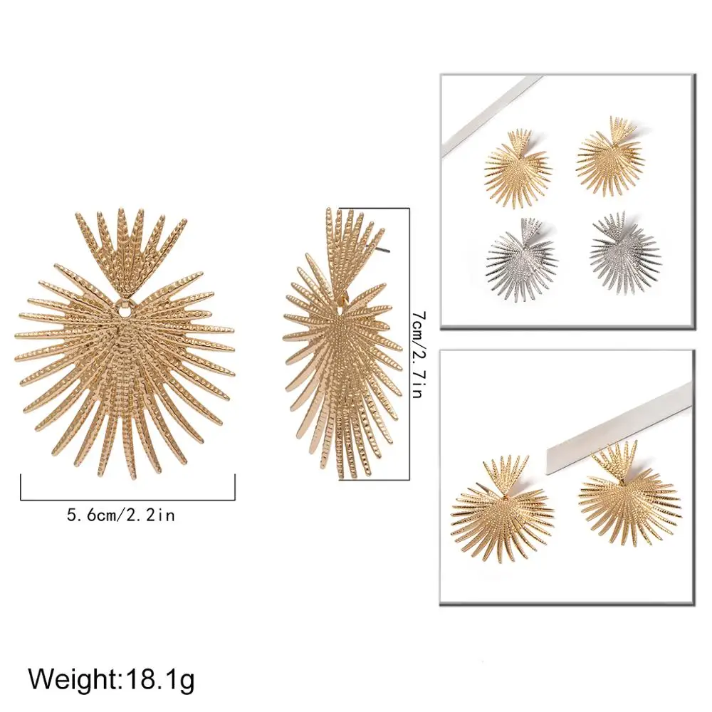Лактео Панк Золотые металлические серьги с каплей в форме сердца для женщин Экстравагантные геометрические секторные серьги для падения утверждения женщины.