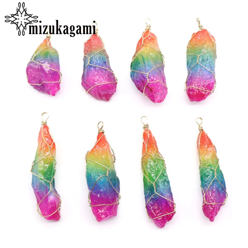 

2pcs/lot 50~80mm Natural Stone Charms Pendant White crystal irregular colorful Pendant For DIY Jewelry Accessories