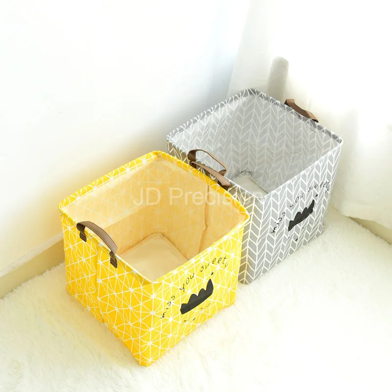 

Cotton Linen Storage Basket Cartoon Cosmetic Toy Storage Box Office Desktop Sundries Organizer Container Folding Storage Bin Bag
