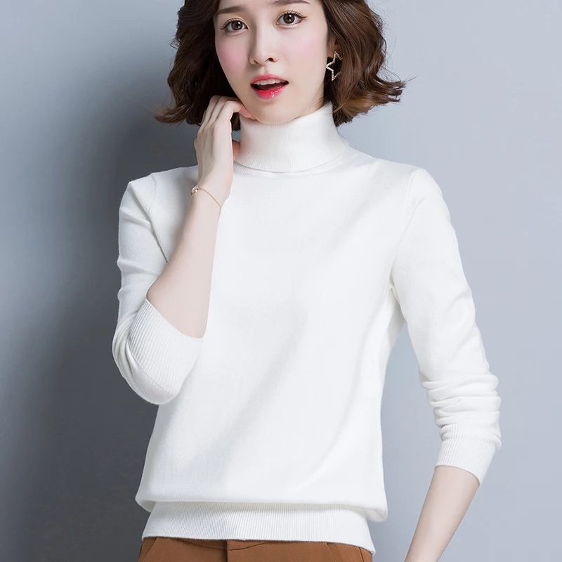 Женский свитер с высоким воротником повседневные свободные пуловеры длинным