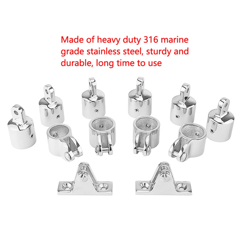 

12 шт. 7/8 ''3-опорный тент Лодка Нержавеющая сталь Фитинги Оборудование для судов набор