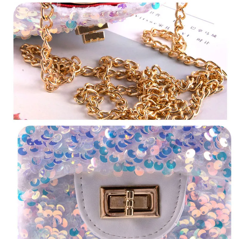 Детская сумка через плечо с блестками маленький серебряный Сумочка сумки для