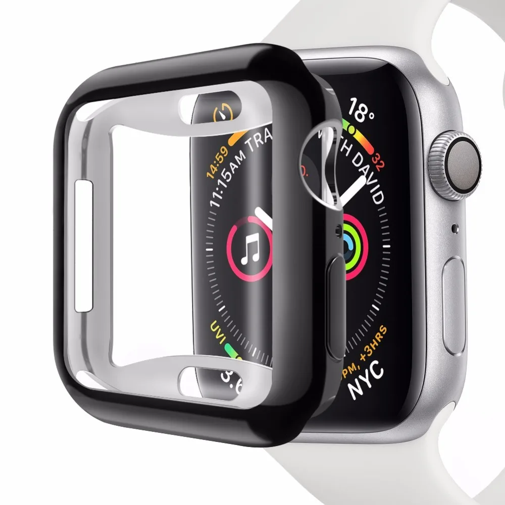 360 Защитный Тонкий чехол для часов, полный Чехол для Apple Watch 4, мягкий прозрачный ТПУ защитный чехол для iWatch 4 44 мм 40 мм