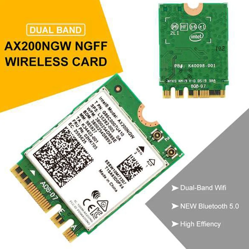 2400 Мбит/с двухдиапазонный Wifi 6 беспроводной Wi-Fi адаптер для карты AX200NGW NGFF M.2 802.11Ax с