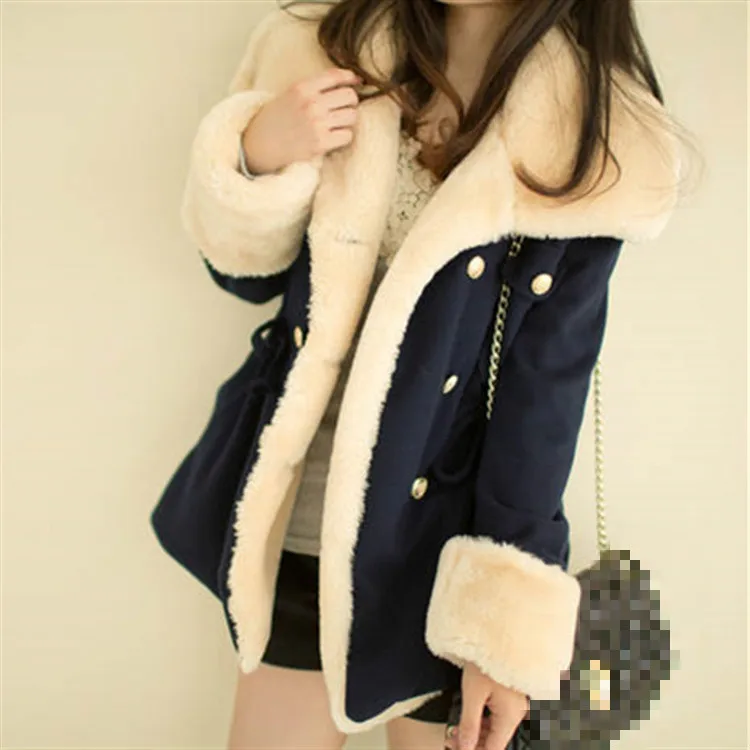 

Быстрая доставка, зимние теплые пальто, женское Шерстяное приталенное двубортное шерстяное пальто, зимняя куртка, женское меховое пальто, к...