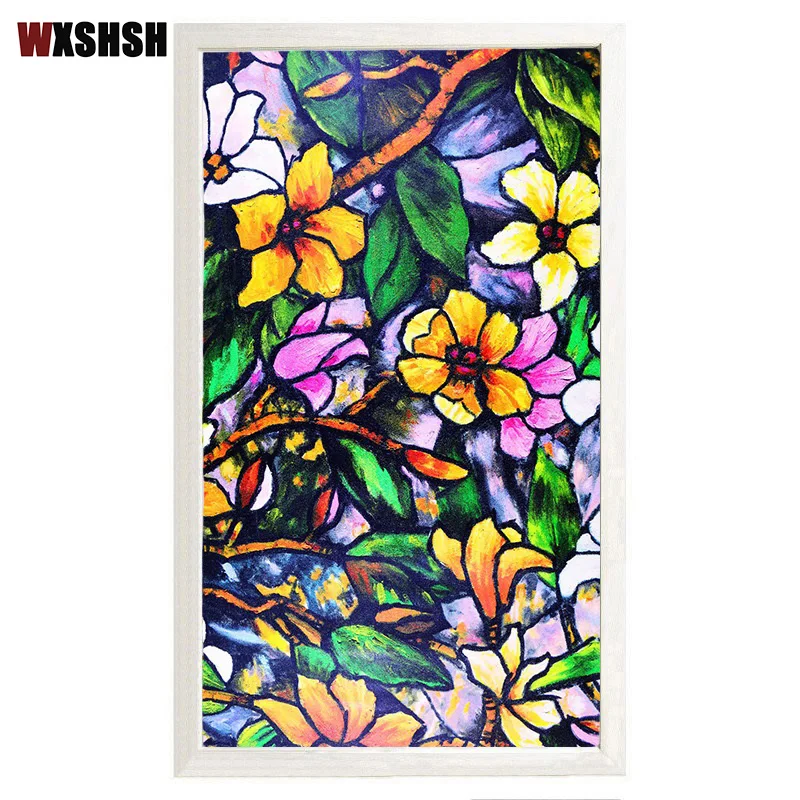 Пленка для стекла с магнолией статическая клейкая не клеящаяся теплоизоляция