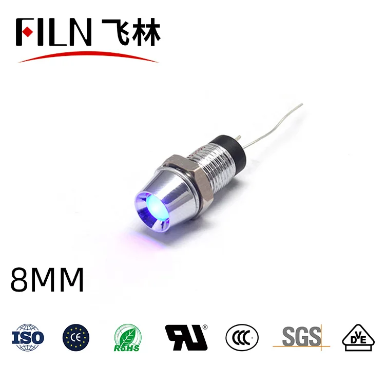 FILN YUEQING Concave head 8mm 12v 24v 110v 220v metal led indicator light kitchen equipment signal lamp without wire | Освещение