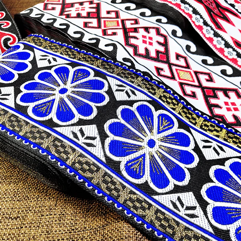 Винтажная этническая кружевная лента вышивка бохо цветок отделка для одежды сумок DIY ткань - 7 метров/рулон.