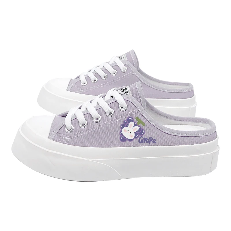 

Amy and Michael 2021 Summer New Fashion Purple Canvas Slippers Tennis Female Students Breathable Casual Woman Vulcanize Shoes