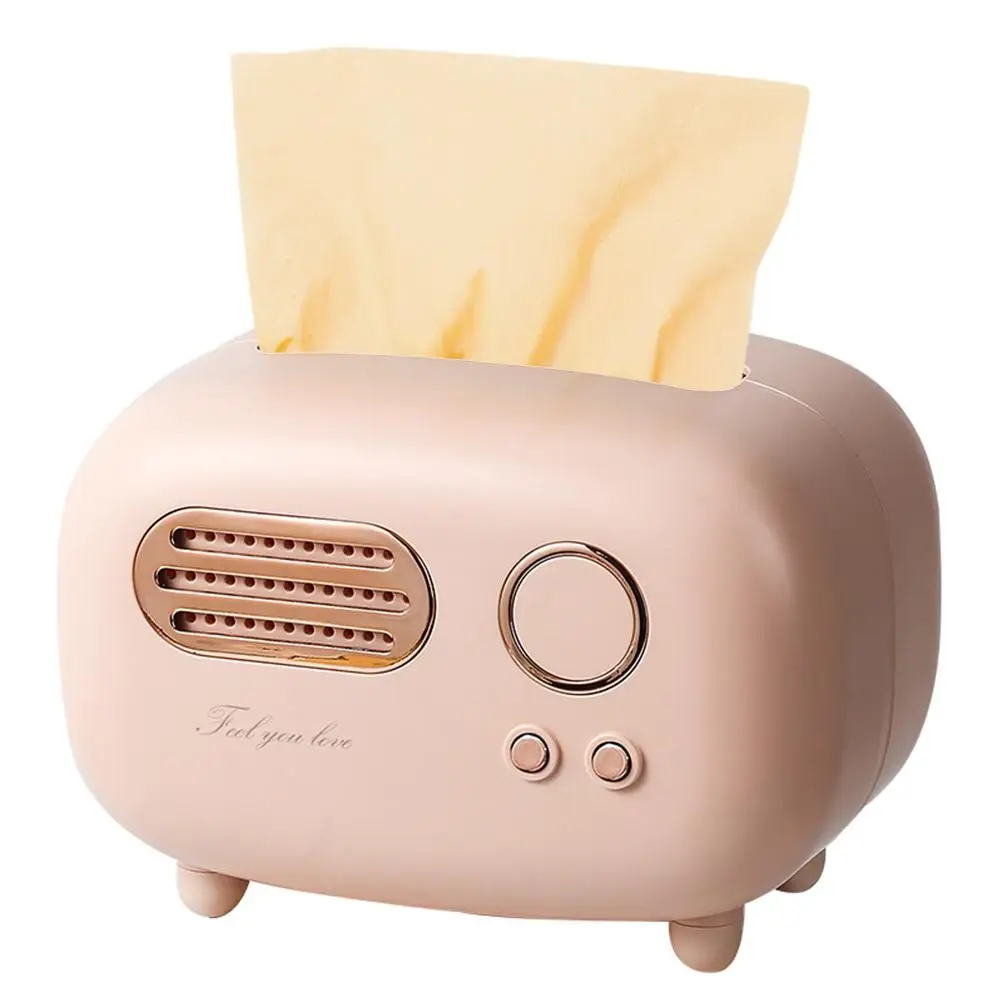 

Retro Radio Model Tissue Box Napkin Box Practical Fashion Desktop Paper Holder for Kitchen Living Room Bedroom