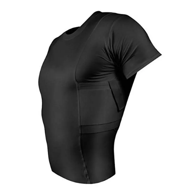 Тактическая высокоэластичная футболка унисекс со скрытой Кобурой с коротким