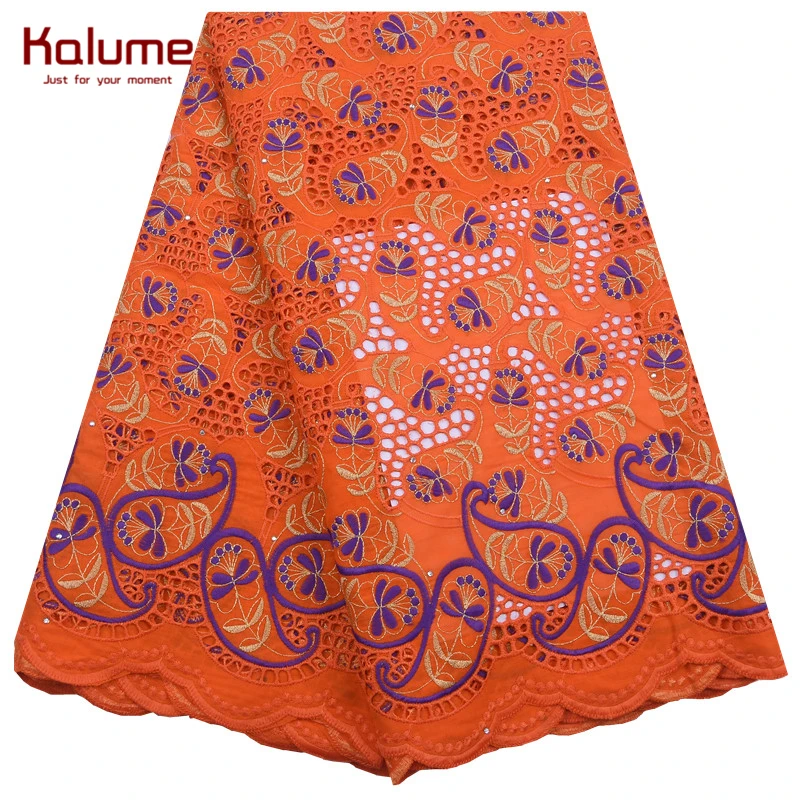 

Kalume Latest African 100% Cotton Lace Fabric High Quality 100% Cotton Nigerian Voile Lace Fabric For Daily Dress Party F2183