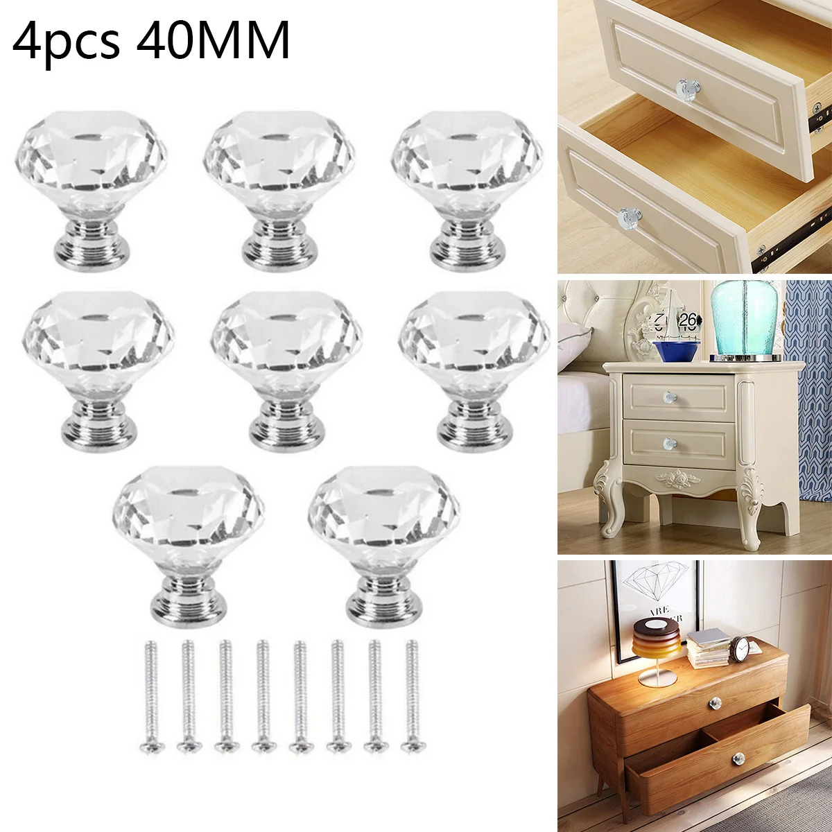 

Handle Door Knobs Home Decoration Ornament Crystal Glass Door Diamond Knobs