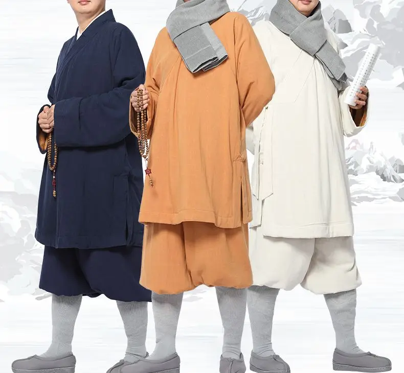 Унисекс льняные и хлопковые зимние теплые костюмы lohan Arhat кунг-фу Униформа для