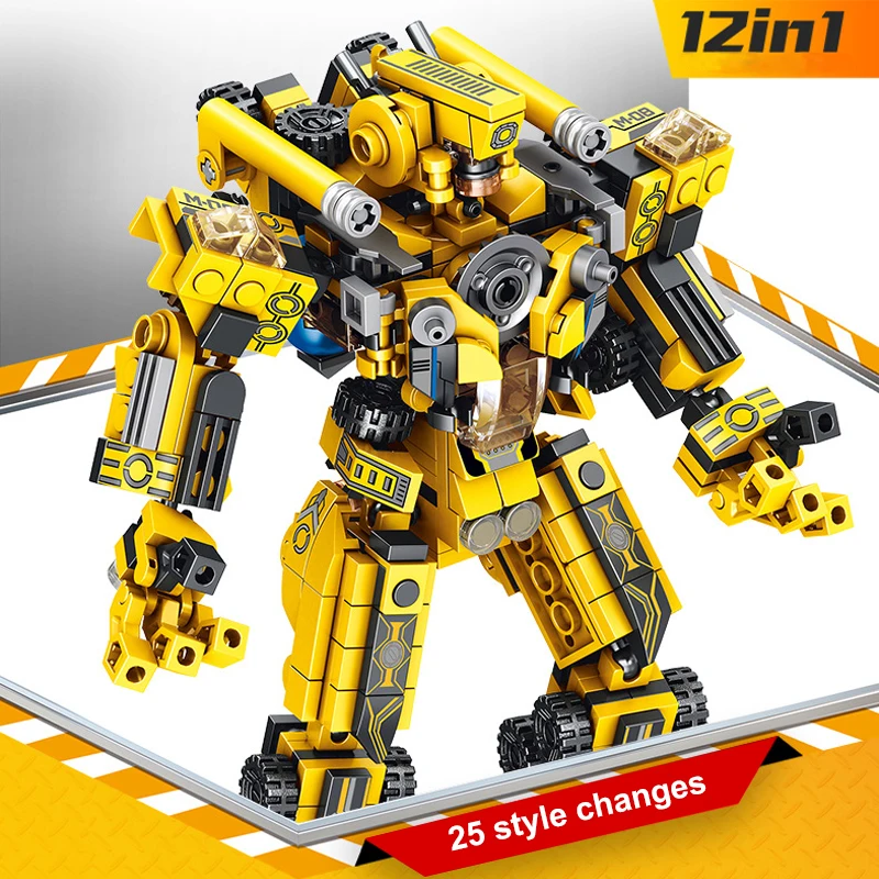 576pcs 12in1 Techinc Transformation Robot Building Bricks Creative Assembling Educational Figure Blocks Gift Toys for Children | Игрушки и