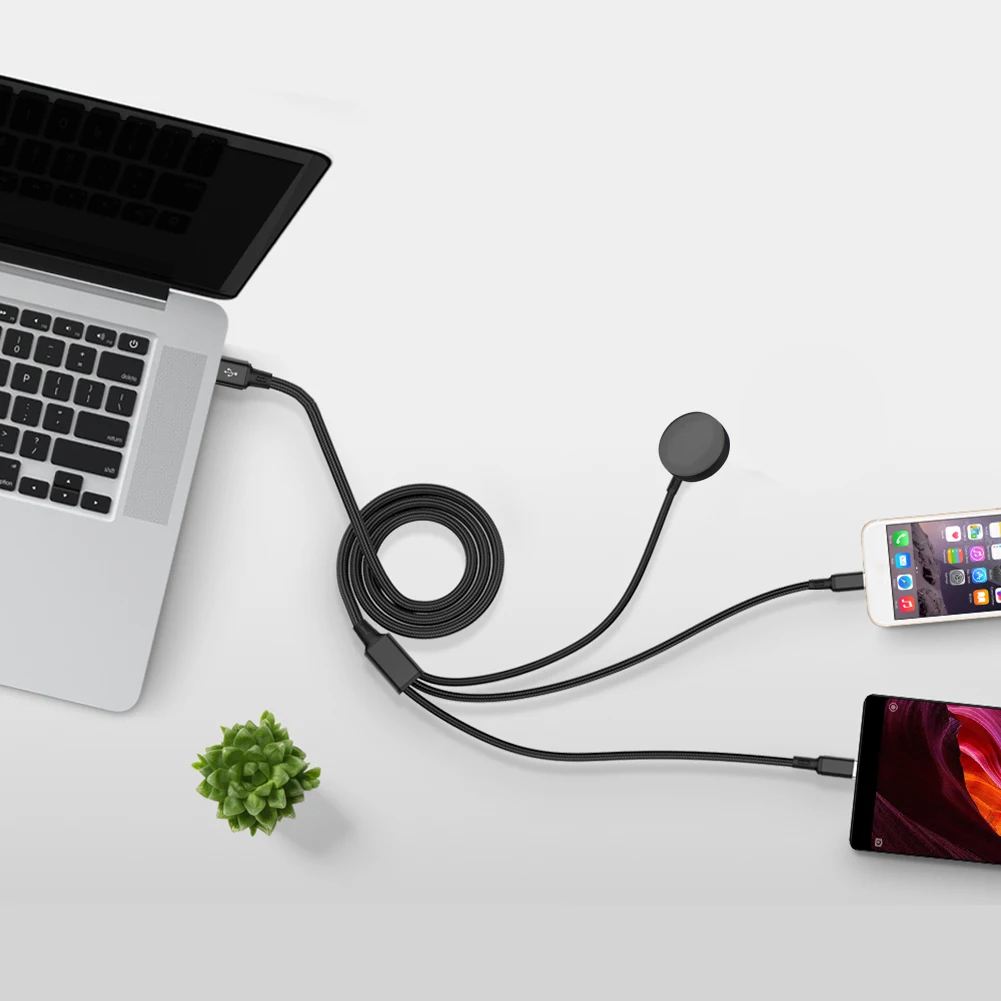 3 в 1 type-C зарядное устройство 125 см нейлоновая оплетка и металлический