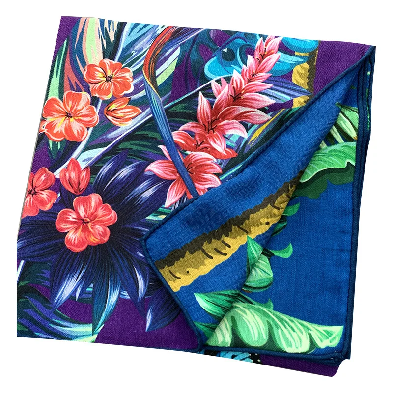 

Новый стиль Шелковый шерстяной квадратный шарф бабочки попугаи печатные двусторонние шали головной платок 135 см