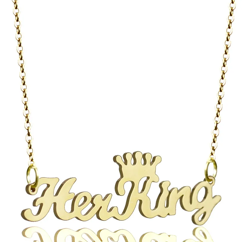 Корона Love King ожерелье Золотая королева принцесса именная табличка ожерелья