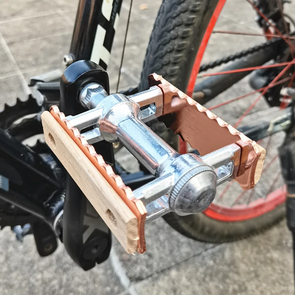 Ультралегкие ретро-велосипедные педали из дерева и алюминиевого сплава, складывающиеся, с подшипником, антискользящие, для BMX и дорожного велосипеда.