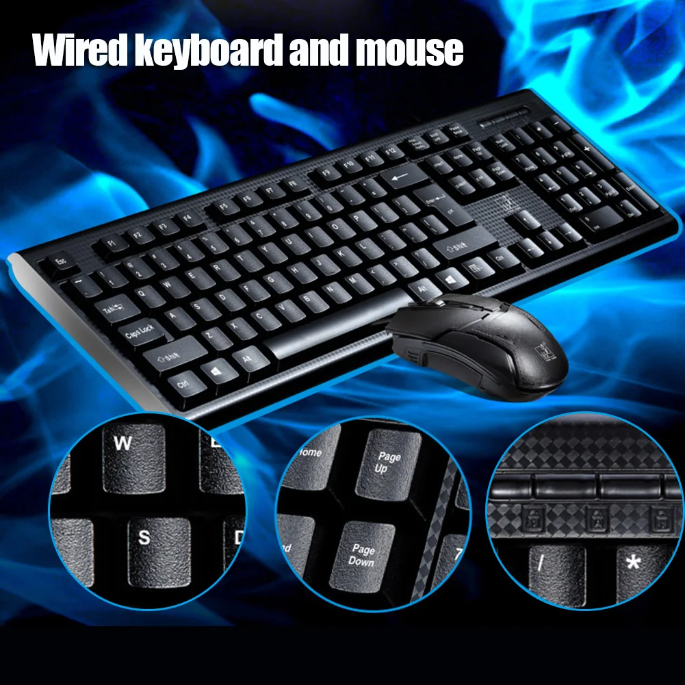 

Keyboard Mouse Set Wired Universal for Home Office Computer Desktop PC H-best