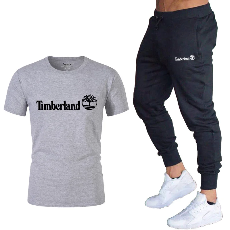 

Summer men's T-shirt set men's sportswear set basketball sports fitness timberland printed short sleeve + men's Sui Harajuku