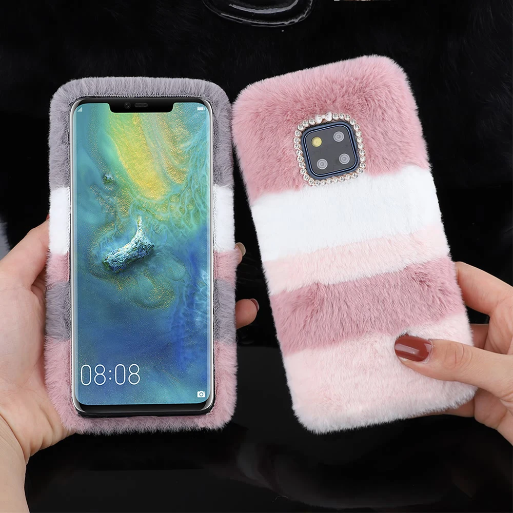 L-FADNUT Luxury Plush Fur Protective Cover For Huawei P20 Lite Pro Cute Fluffy Soft Bumper Case Mate 20 | Мобильные телефоны и