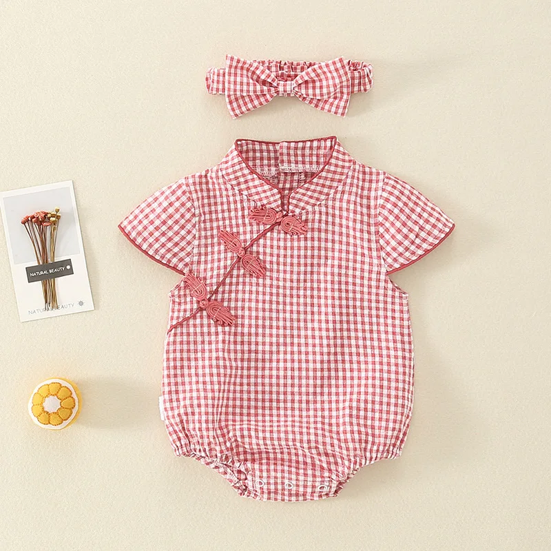 

Summer Baby Girl Clothes 2023 Newborn Red Bodysuits Bag Fart Princess Clothing 0-24m Climbing Jumpsuit 2pcs Twins Costume Outfit