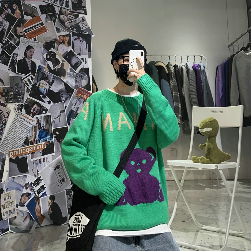 Новинка 2019 большой размер зимний простой популярный мужской свободный свитер в