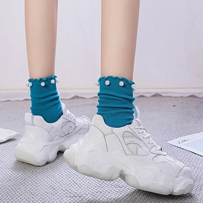 

2021 White Sneakers Women Sports Casual Wedges Platform Shoes Ladies Spring Autumn New Lace Up Vulcanized Dad Chunky Sneakers
