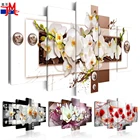 5 шт.компл. красная маковая белая цветочная картина из страз, Настенная картина, вышивка орхидеями, Алмазная мозаика, выберите цвет и размер, бусины