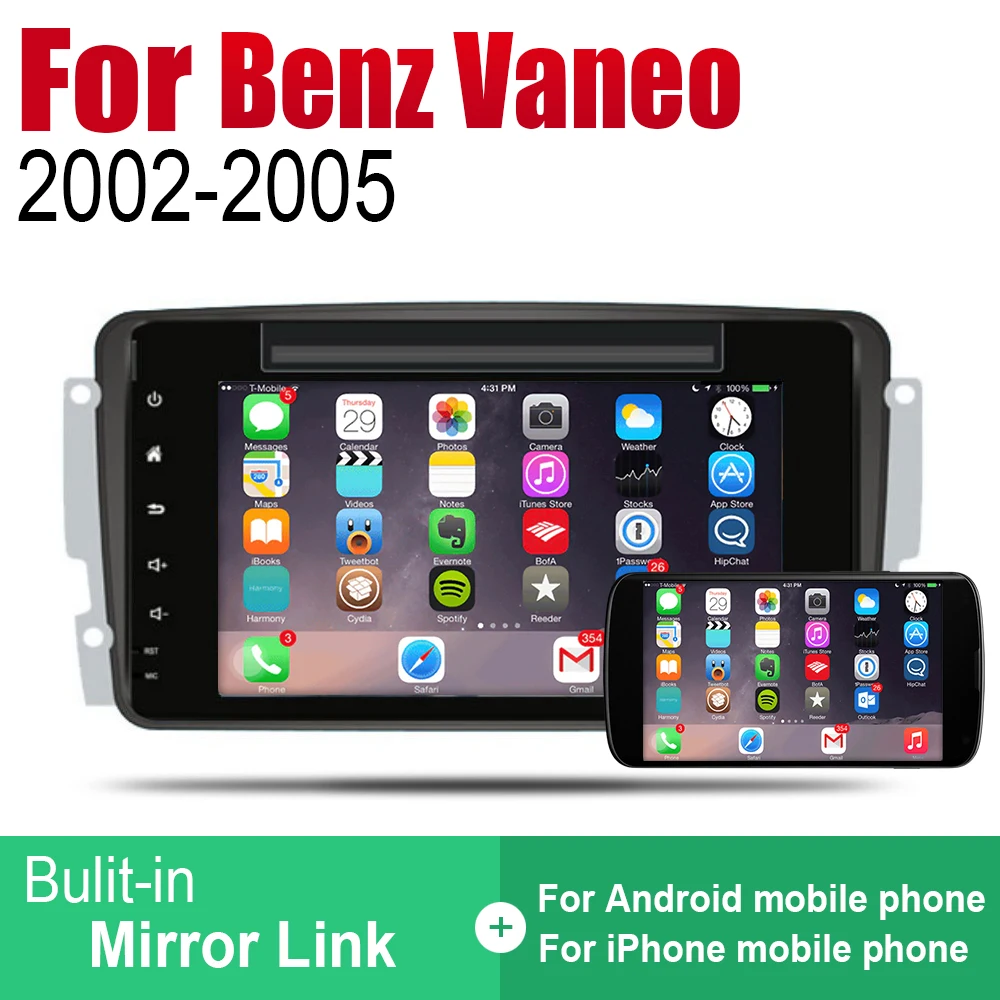 Android автомобильное радио стерео GPS навигация для Mercedes Benz Vaneo 2002 ~ 2005 NTG Bluetooth wifi