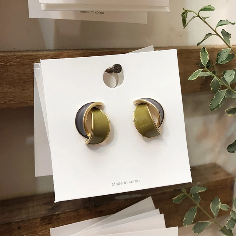 Женские серьги-кольца геометрической формы корейский стиль с эффектом
