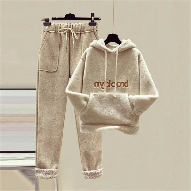 

Women's winter home clothes 2 piece sets womens outfits ladies thicken pullover hoodies sweatshirts Home Warm suit for women
