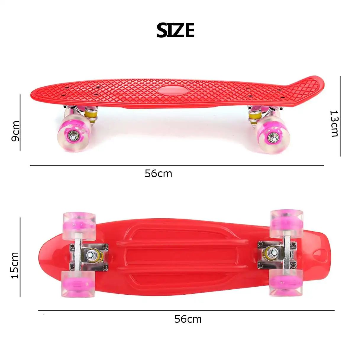 

22/24/31 Inches Four-wheel Mini Longboard Pastel Color Skate Board Skateboard Deck with LED Flashing Wheels Retro Skateboard