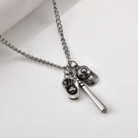 baseball glove and bat necklace for boys hat titanium stainless steel softball pendant sporty gifts for sons boy friend