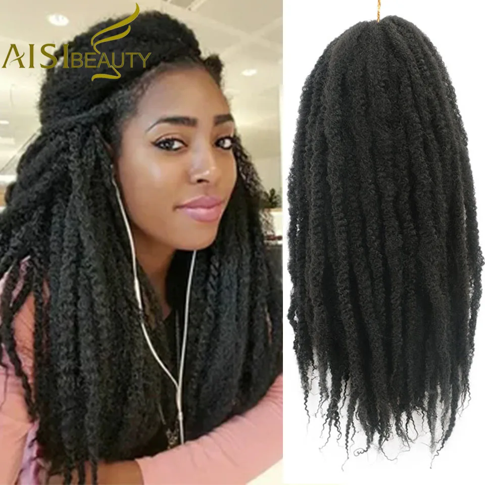 

AISI BEAUTY Ombre Marley Braids Crochet Hair Synthetic Braiding Hair Crochet Braids Hair Extensions Bulk Afro Brown Black