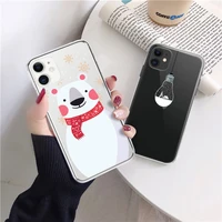 cute christmas elk english snow case for iphone 12 11 13pro xs max 6 6s 8 7 plus x xr 12 mini 5s se 2020 clear shockproof covers